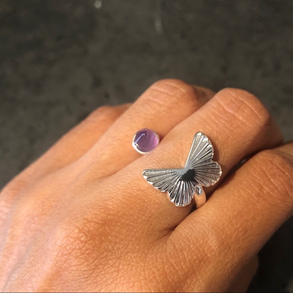 ✨ Purple Peace Amethyst Open Butterfly Ring 6 - Picture 3 of 5